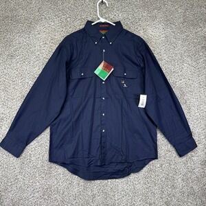 EW Oakton Limited Shirt Men's Size Large Blue Long Sleeve Button Up Duck Hunting